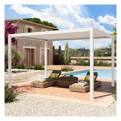 PRIMEYARD Pergola Premium 3x4 m, lamelová střecha, bílá - (400108)