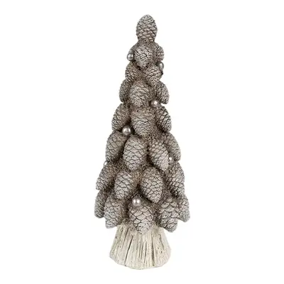 Hnědá dekorace vánoční stromek se šiškami Christmas Tree - Ø 7*19 cm