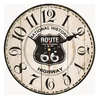 Živá Zeď Dřevěné nástěnné hodiny Route 66