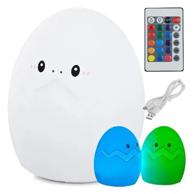 Silikonová LED dětská noční lampička EGG 12,5 cm bílá