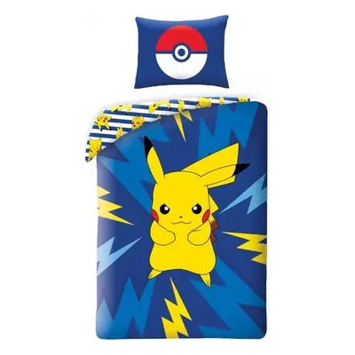 Bavlněné ložní povlečení Pokémon Pikachu - motiv Bleskový šok - 100% bavlna - 70 x 90 cm + 140 x