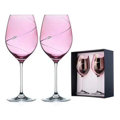 Diamante sklenice na červené víno Silhouette City Pink s krystaly Swarovski 470 ml 2KS