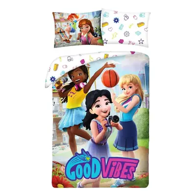 Bavlněné ložní povlečení LEGO Friends - motiv Good Vibes - 100% bavlna - 70 x 90 cm + 140 x 200 