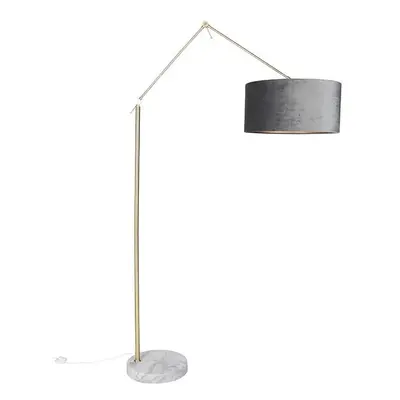 Moderní stojací lampa zlaté sametové odstín šedé 50 cm - Redakce