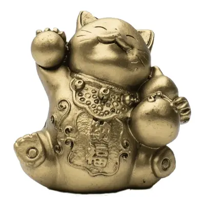 Milujeme Kameny Maneki neko - bronzová mávající kočička velká - feng shui