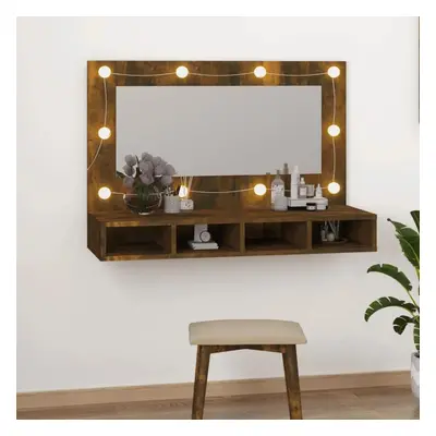 Zrcadlová skříňka s LED kouřový dub 90 x 31,5 x 62 cm