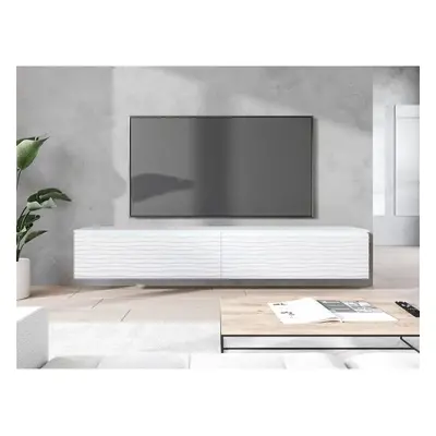 TV stolek/skříňka Dlone 180 MDF, Barva: biały / biała fala, Osvětlení: osvětlení LED - bílé