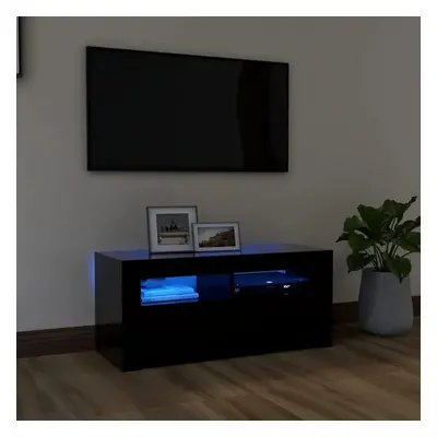 TV skříňka s LED osvětlením černá 90 x 35 x 40 cm