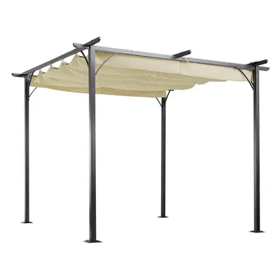 Outsunny pergola altán 3 x 3 m vodotěsný s posuvnou střechou a UV ochranou pro zahradu a terasu,