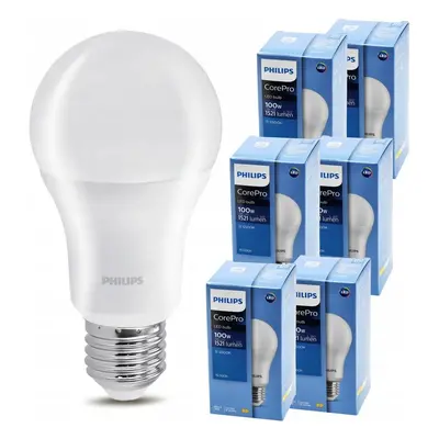 6x LED žárovka Philips E27 - 13W - 1521 lm - studená bílá 6500K - CorePro Premium A60 - SET