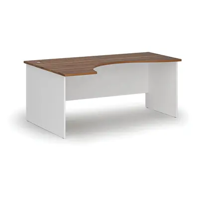 Ergonomický kancelářský pracovní stůl PRIMO WHITE, 1800 x 1200 mm, levý, bílá/ořech