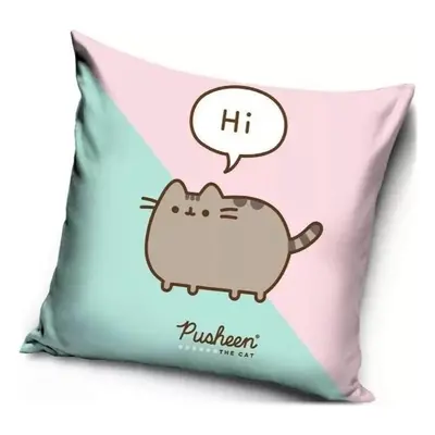 Dekorační polštář Kočička Pusheen - motiv Hi - 40 x 40 cm