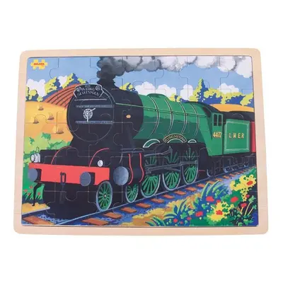 Bigjigs Toys Dřevěné puzzle - Historický vlak Flying Scotsman, 35 dílků