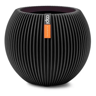 Capi Nature Groove Vase Ball Intense Black Ø 12 cm / V 10 cm