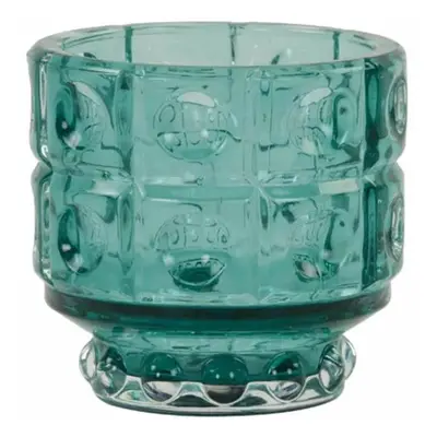 Tyrkysový skleněný svícen Bobbi turquoise - Ø 9*8,5 cm