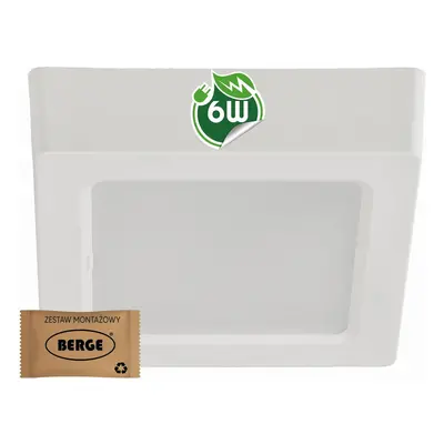 BERGE Čtvercový LED panel bílý - přisazený - 6W - PC - neutrální bílá