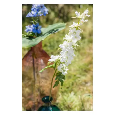 Dekorace umělá bílá květina Delphinium white - 10*10*94 cm