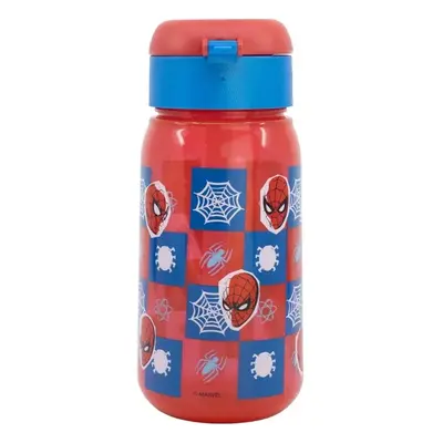 Plastová láhev na pití s brčkem a víčkem Spiderman - 510 ml