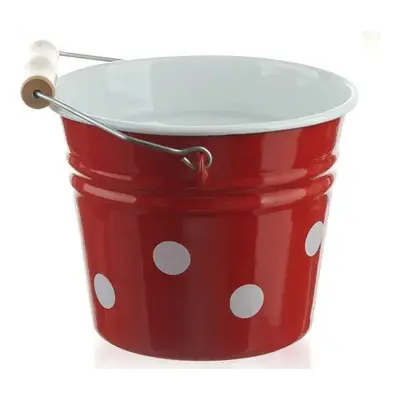 Červený smaltovaný kyblík s puntíky Red dot - Ø16*14cm - 1.5L