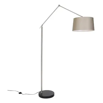 Moderní stojací lampa ocelová se stínidlem taupe 45 cm - Editor