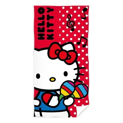 Bavlněná plážová osuška Hello Kitty - motiv Malá hudebnice - 100% bavlna - 70 x 140 cm