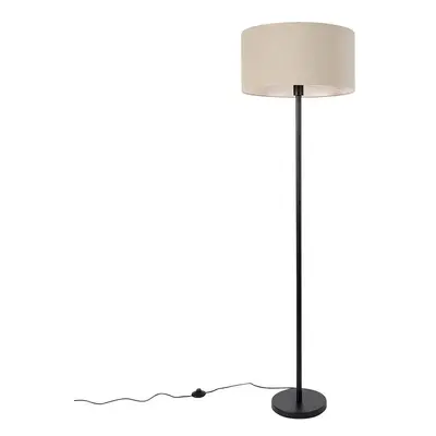 Stojací lampa černá se stínidlem světle hnědá 50 cm - Simplo