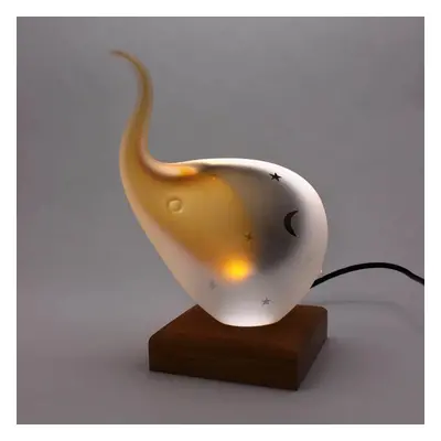 Skleněná lampa - slon, TIGER - zlatý topaz a kouřově černá, 22 cm | České sklo od Artcristal Boh