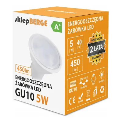 BERGE LED žárovka - GU10 - 5W - 440Lm - teplá bílá