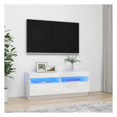 TV skříňka s LED osvětlením bílá s vysokým leskem 100x35x40 cm