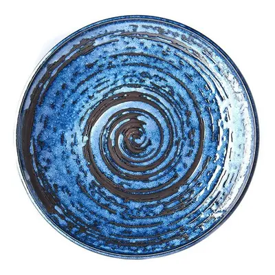 Modrý keramický talíř MIJ Copper Swirl, ø 25 cm