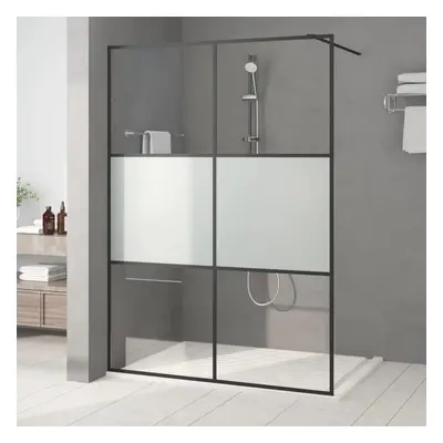 Sprchová zástěna walk-in černá 140x195 cm napůl mléčné ESG sklo