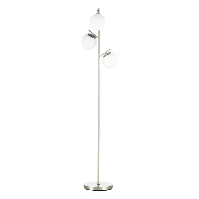 HOMCOM Stojací lampa 40W Stojací lampa s paticí E27 a 3 skleněnými stínidly, stříbrná + bílá, do