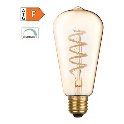 Diolamp LED Spiral Filament žárovka Amber ST64 4W/230V/E27/1800K/270Lm/360°/Dim