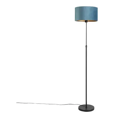 Stojací lampa černá s velurovým odstínem modrá se zlatem 35 cm - Parte