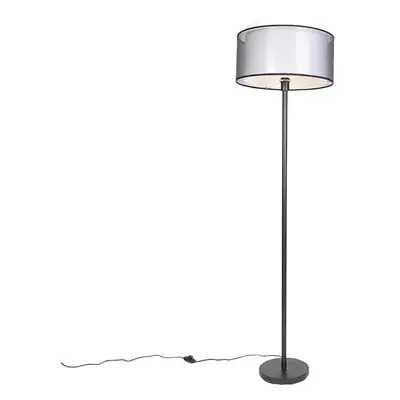 Designová stojací lampa černá s černo-bílým odstínem 47 cm - Simplo