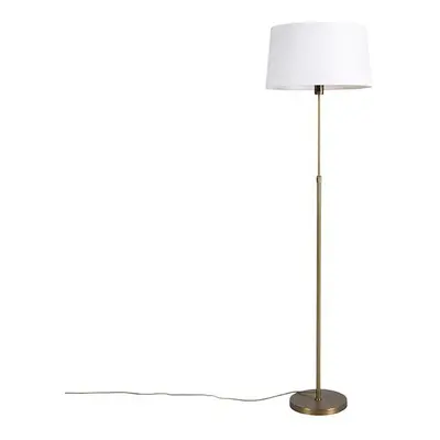 Stojací lampa bronzová s lněným stínidlem bílá nastavitelná 45 cm - Parte