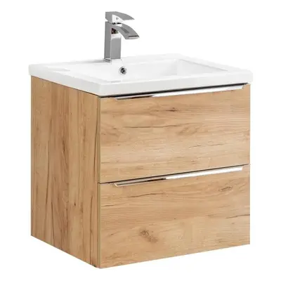 COMAD Závěsná skříňka s umyvadlem - CAPRI 820 oak, šířka 60 cm, zlatý dub