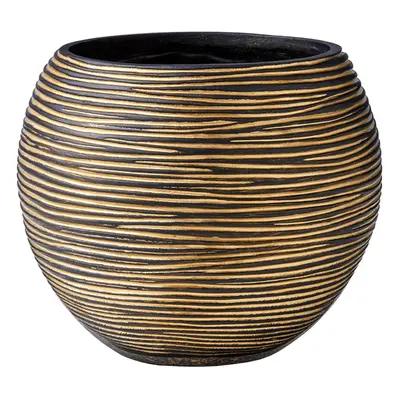 Capi Nature Rib Vase Ball Black Gold Ø 12 cm / V 10 cm