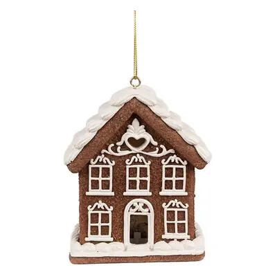 Závěsná svítící ozdoba perníková chaloupka Gingerbread House - 9*6*10/21 cm