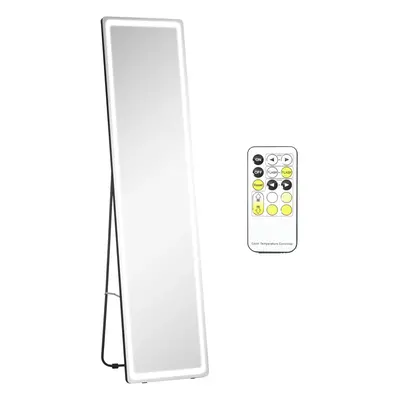 HOMCOM 2 in 1 Standspiegel mit LED-Beleuchtung, freistehend, Ganzkörperspiegel, Schminkspiegel S