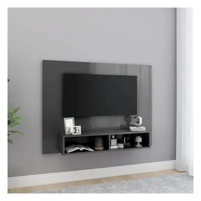 vidaXL Nástěnná TV skříňka šedá vysoký lesk 120x23,5x90 cm dřevotříska