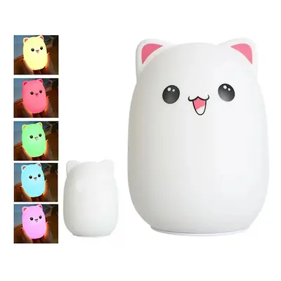 Silikonová LED dětská noční lampička KITTY 12,5 cm bílá