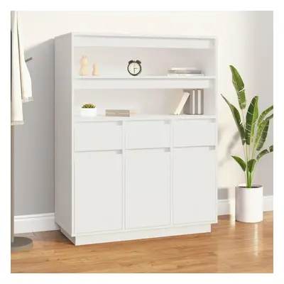 Skříň highboard bílá 89 x 40 x 116,5 cm masivní borové dřevo