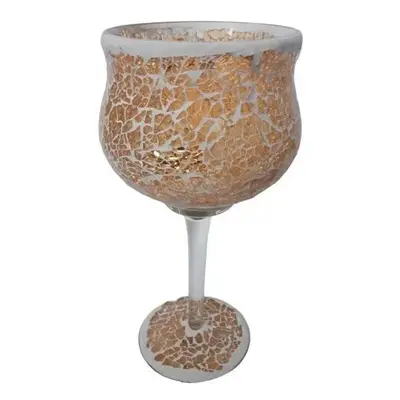 Champagne skleněný svícen na noze Mosaik - Ø 11*25 cm