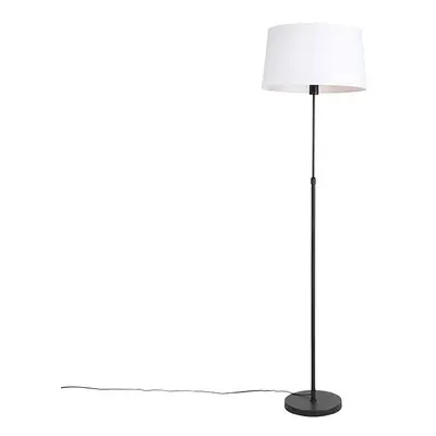 Stojací lampa černá s bílým plátěným stínidlem nastavitelným 45 cm - Parte