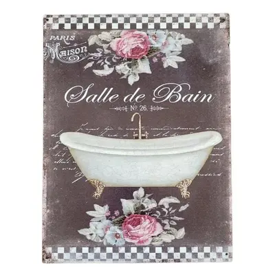 Černá nástěnná kovová cedule Salle de Bain - 25*33 cm