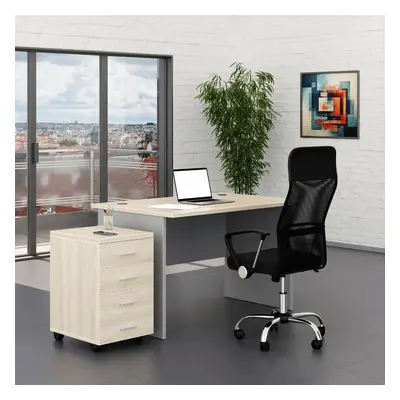 Sestava kancelářského nábytku SimpleOffice 1, 120 cm, dub světlý / šedá