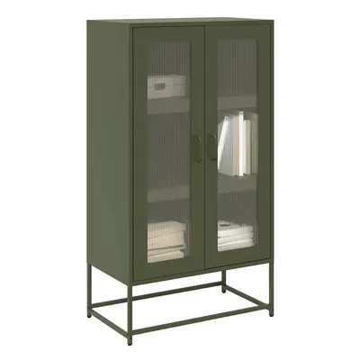 Skříň highboard olivově zelená 68x39x123 cm ocel