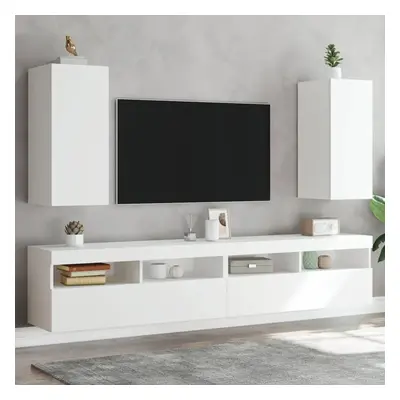 Nástěnné TV skříňky s LED osvětlením 2 ks bílé 30,5x35x70 cm