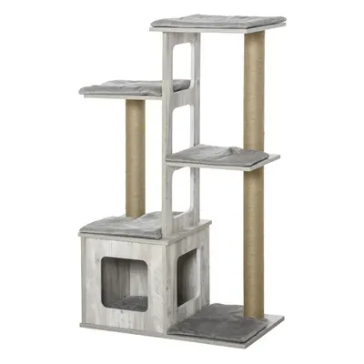 PawHut Cat Tree Multi-Tier Scratching Post Cat Furniture Activity Centre made of Jute & Plush Gr